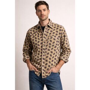 intage Cambridge Classics Corduroy Shirt M Tan Geometric 90s